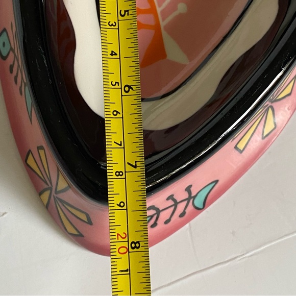 Heart Shaped Cat Bowl Food Pink Ceramic Fish Bones Hand Painted Karherine’s Coll - Picture 13 of 16